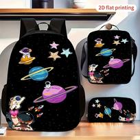 Kuprinių rinkinys vaikams, 3 dalių, su astronautų, planetų ir žvaigždžių raštais