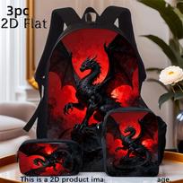 Kuprinių rinkinys „Black Dragon“, 3 dalių, su rankine per petį, raudonas fonas