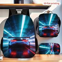 3 dalių kuprinių rinkinys su sportinio automobilio atvaizdu