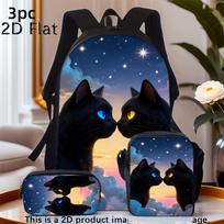 Trijų dalių kuprinių rinkinys „Black Cats Starry“