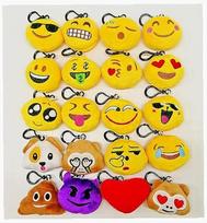Pliušiniai emoji raktų pakabukai vaikams, 20 vnt.