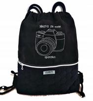 Kuprinė fotografui su vieta fotoaparatui, juoda