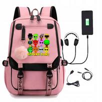 Mokyklinė kuprinė Sprunki Rhythm Box su USB ir garso jungtimi, rožinė