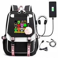 Mokyklinė kuprinė Sprunki Rhythm Box su USB ir garso laidu