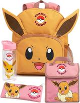 Vaikiška kuprinė su EEVEE ausytėmis, 3D priešpiečių dėžutė, gertuvė ir penalas, 4 dalių rinkinys