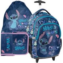 Mokyklinis rinkinys Lilo and Stitch: kuprinė ant ratukų, penalas, maišelis