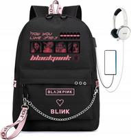 Mokyklinė kuprinė BlackPink su USB, A4 dydžio, įvairūs raštai