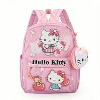 Mokyklinė kuprinė mergaitėms Hello Kitty, rožinė, su keliomis kišenėmis ir rankinuku