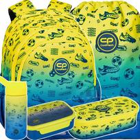 Mokyklinė kuprinė COOLPACK Football su gertuve ir penaline, 13 dalių rinkinys