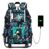 Mokyklinė kuprinė A4, atspari vandeniui, su USB, Demon Slayer, įvairių spalvų