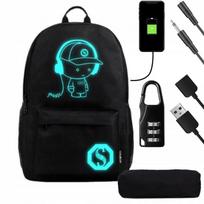 Mokyklinė jaunimo kuprinė su atšvaitu ir USB jungtimi