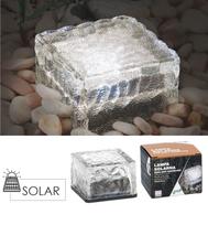 Stiklinė saulės lempa – kubas 7 × 7 × 5 cm, šaltai balta LED