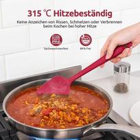 4 silikoninių mentelių rinkinys, atsparus karščiui iki 315 °C, raudonas