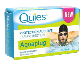 QUIES Aquaplug 1 — 2 vnt. daugkartinio naudojimo ausų kištukų rinkinys