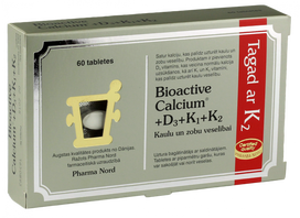 PHARMA NORD tabletės BIOACTIVE CALCIUM D3 K1 K2, 60 vnt.