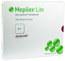 MEPILEX Lite žaizdų tvarstis 15x15 cm, pakuotėje 5 vnt.