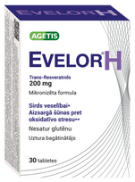 EVELOR H 200 mg tabletės su trans-resveratroliu, 30 vnt.