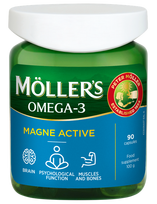 MOLLERS Omega-3 su magniu – Active kapsulės, 90 vnt.