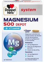 DOPPELHERZ Magnesium 500 Depot tabletės su B vitaminais, 30 vnt.