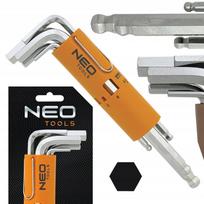 NEO TOOLS ilgi šešiakampiai raktai su rutuliniu antgaliu, 8 vnt.