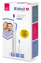 B.WELL Pro-850 Sonic baltas spalvų soninis dantų šepetėlis – 1 vnt.