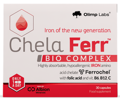 Ferrochel® geležies kompleksas su vitaminais - OLIMP LABS Chela-Ferr Bioactiv, 30 kapsulių
