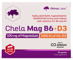 OLIMP LABS Chela Mag B6 +D3, 30 kapsulių su magnio chelatu ir vitaminais