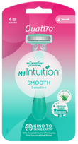 WILKINSON SWORD Quattro For Women Sensitive Comfort, 3 vienkartiniai skustuvai