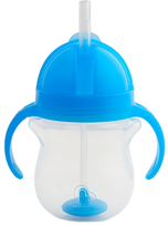 MUNCHKIN 6m+, mėlynas puodelis su šiaudeliu, 207 ml