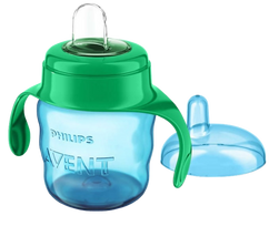 PHILIPS Avent Easy Sip 6m+ 200 ml puodelis su rankenėlėmis (žalios spalvos), 1 vnt.
