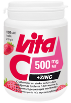 VITABALANS Cinkas + vitaminas C 500 mg čiulpiamosios tabletės, 150 vnt.