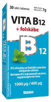 VITABALANS vitaminas B12 su folio rūgštimi 1000 µg/400 µg čiulpiamosios tabletės (30 vnt.)