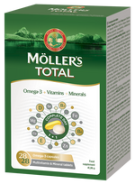 MÖLLER'S Total Omega-3 žuvų taukų kapsulės ir tabletės, 56 vnt.