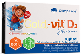 Vitaminas D3 Junior – OLIMP LABS Gold dantų sveikatai, 30 tirpių tablečių