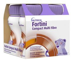 NUTRICIA Fortini Compact Multi Fibre šokolado ir karamelės skonio energinis gėrimas, 4 × 125 ml