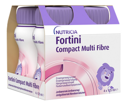 NUTRICIA Fortini Compact Multi Fibre braškių skonio — 125 ml gėrimas, pakuotėje 4 vnt.
