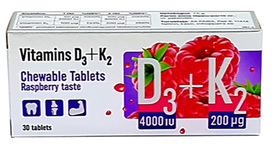 PHARMPRO K2+D3 kramtomosios tabletės, 30 vnt.