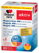 DOPPELHERZ Aktyvusis Magnis 400 + B1 + B6 + B12 + Folio rūgštis, 80 tablečių