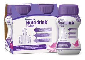NUTRICIA Nutridrink® Protein uogų skonio gėrimas 125 ml, pakuotėje 4 buteliukai