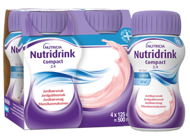 NUTRICIA Nutridrink Compact braškių skonio 125 ml, 4 buteliukai