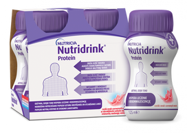 Nutridrink Protein NUTRICIA 125 ml braškių ir aviečių skonio gėrimas, 4 buteliukai