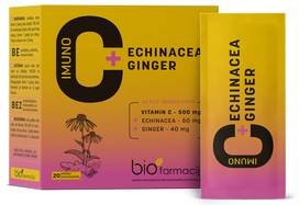 BIOFARMACIJA vitaminas C su ežiuole ir imbieru milteliai, 20 gėrimų