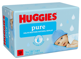 HUGGIES Pure drėgnos servetėlės, 48 vnt., be plastikinės pakuotės