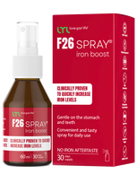 F26 SPRAY purškiklis, skirtas geležies kiekio padidinimui (60 ml, 30 dozių) vaikams ir paaugliams