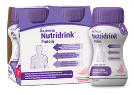 NUTRICIA Nutridrink Protein, braškių skonio, 125 ml, 4 buteliukai