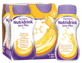 NUTRICIA Nutridrink Jucy Plus mango ir ananasų skonio gėrimas 200 ml, 4 pakuotės