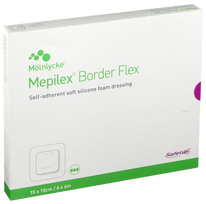 MEPILEX Border Flex 15 x 15 cm, 5 pleistrai