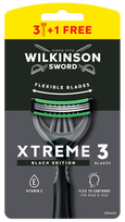 WILKINSON SWORD Xtreme 3 Black – vienkartiniai skustuvai vyrams, 4 vnt. pakuotėje