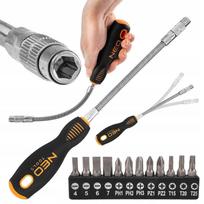Lankstus atsuktuvas NEO TOOLS su 12 antgalių, 6,35 × 25 mm