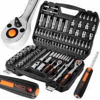 NEO TOOLS galvučių raktų rinkinys 1/4 ir 1/2, 110 dalių
